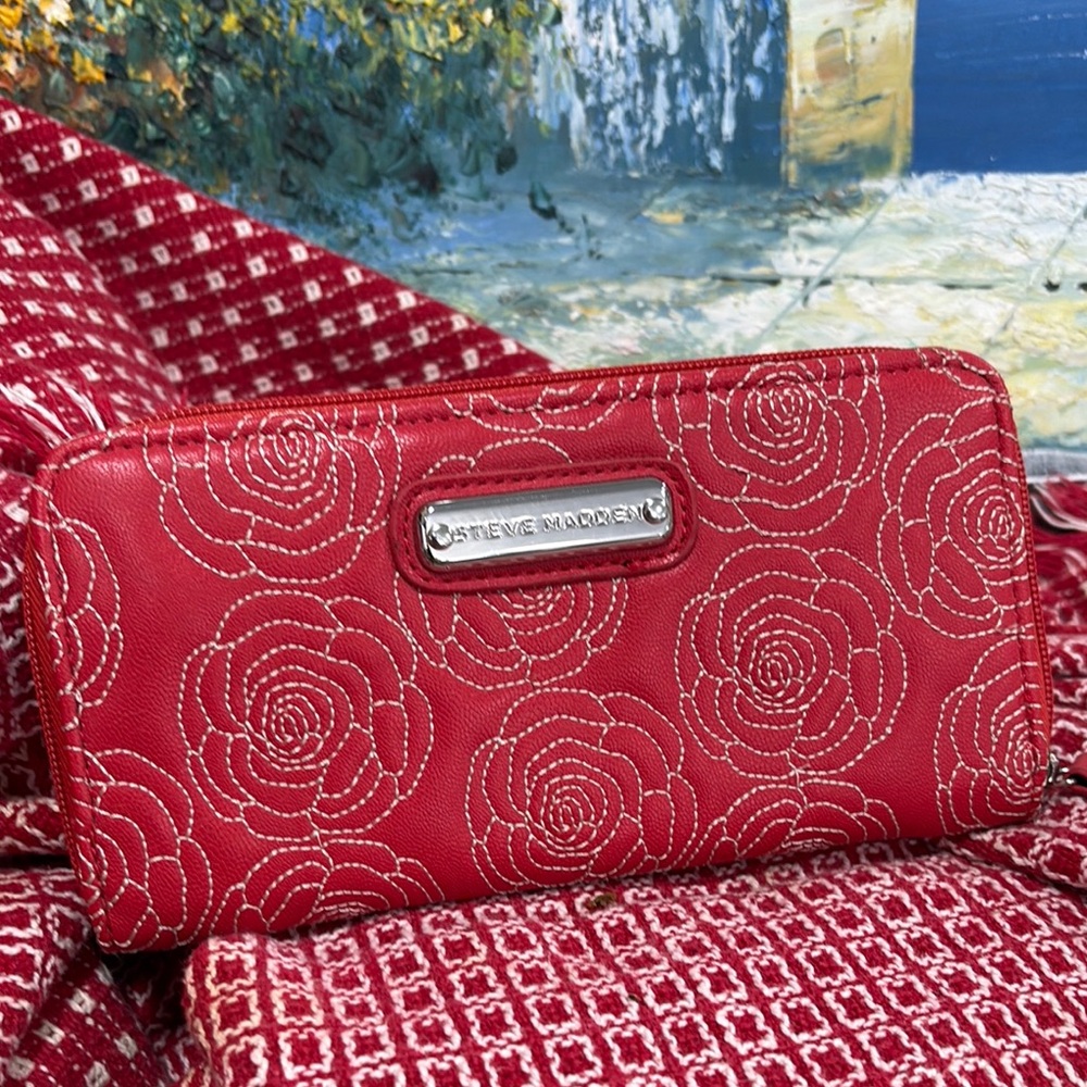 Steve Madden Red Wallet with Floral Embossing
A—10